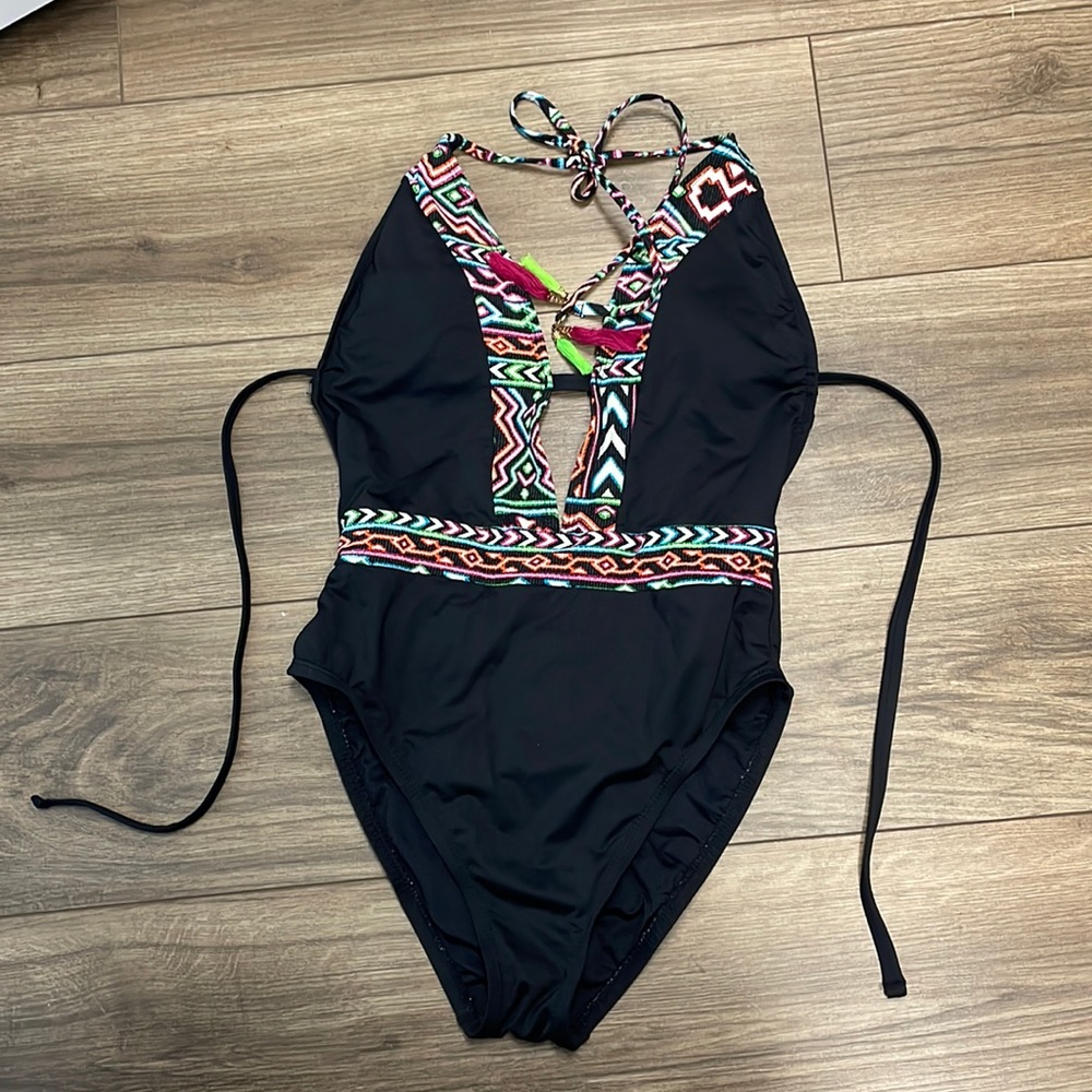 Black one piece bathing suit